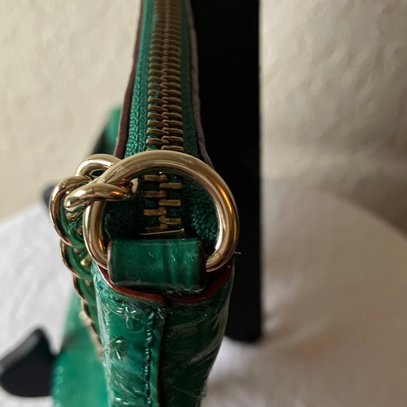 Kate Spade:Byrd Knightbridhed Croc Embossed Emerald Green Shoulder Bag-Gold Tone - Picture 8 of 15